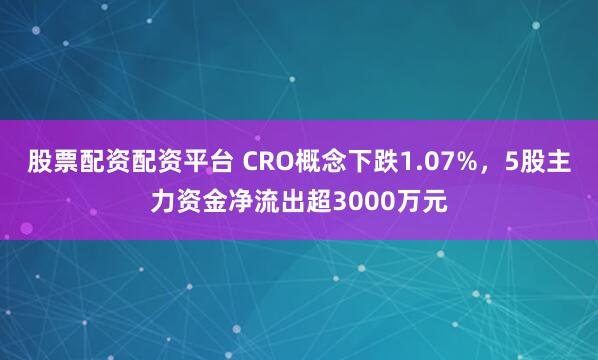 股票配资配资平台 CRO概念下跌1.07%，5股主力资金净流出超3000万元
