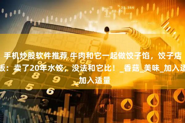 手机炒股软件推荐 牛肉和它一起做饺子馅，饺子店老板：卖了20年水饺，没法和它比！_香菇_美味_加入适量
